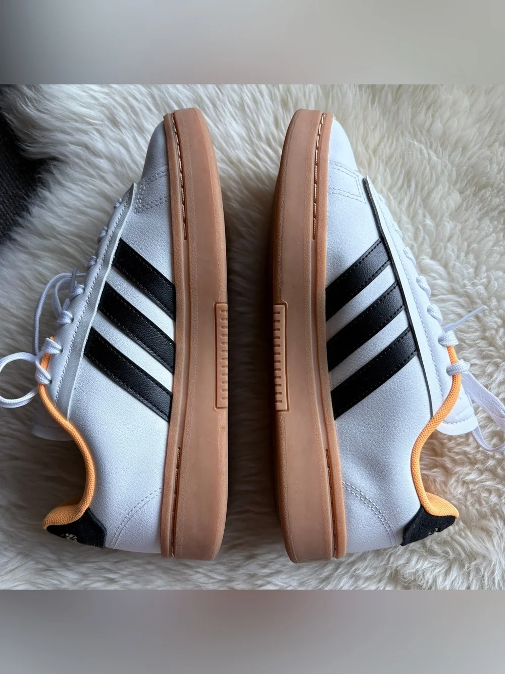 Adidas Women’s Grand Court Alpha Sneakers in White Flash Orange 7.5